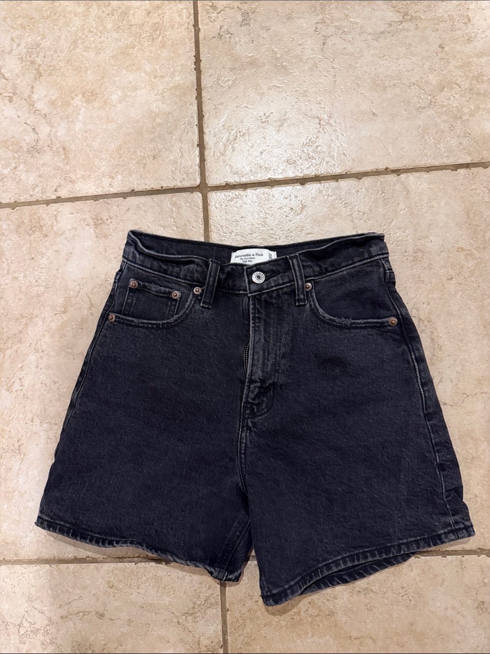 Abercrombie & Fitch Black High-Rise Denim Shorts